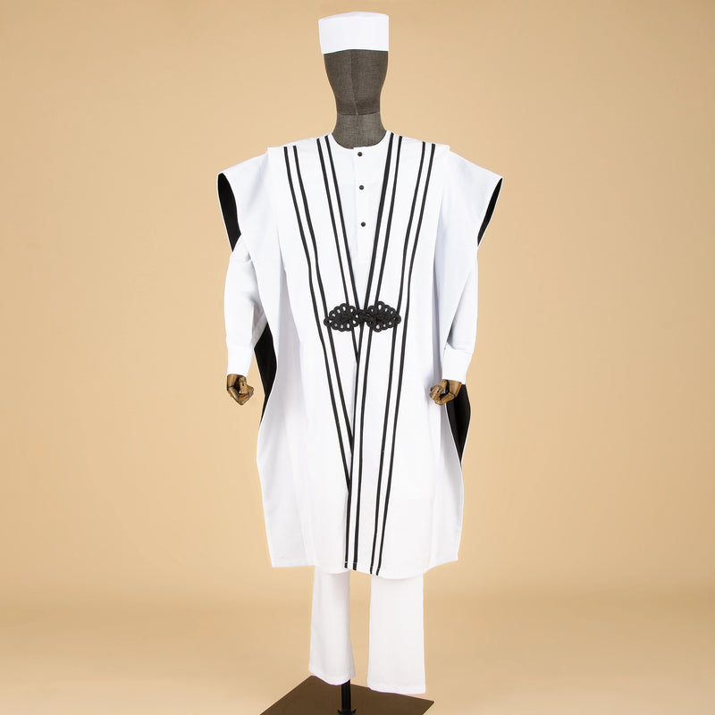 African Men Clothing Agbada Robe Dashiki Shirts Ankara Pants Tribal Hat Wedding Evening Outfits 4 Pieces - View 2 | SAMAG