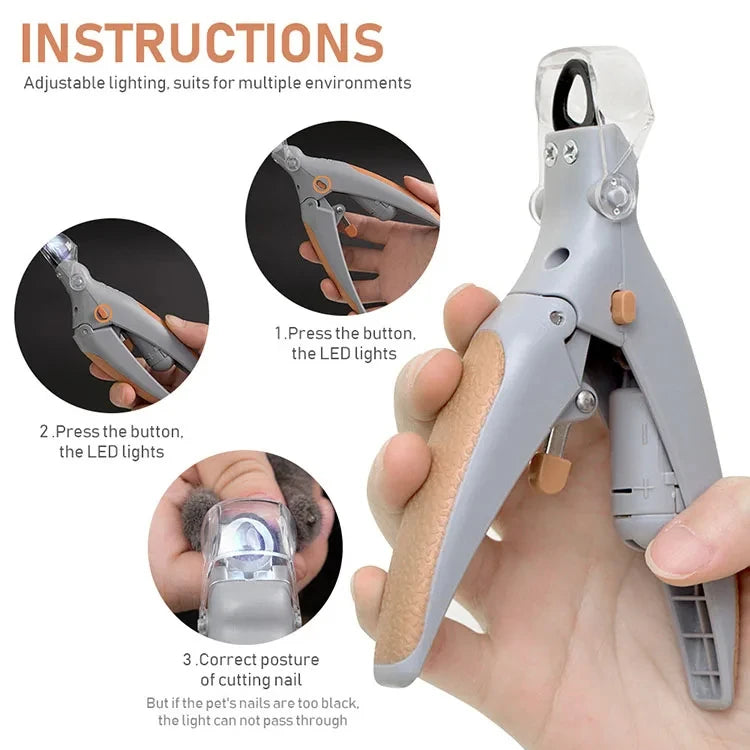 Led Light Pet Nail Clippers For Cats Dogs Safety Claw Trimmer Sharp Blades Pet Grooming Scissors Tool For Small Medium Large Pet