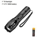 High Power T6 LED Flashlights Camping Torch 5 Light Modes Zoom Light Aluminum Alloys Waterproof Material External 18650 Battery