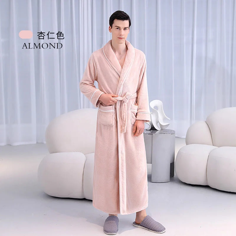 Warm Coral Fleece Kimono Bathrobe Gown Winter Thickened | SAMAG