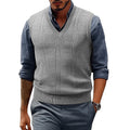 Men's Sweater Vests V Neck Cable Twist Knit Sleeveless Vests Casual Pullover Sweater Lightweight V-Neck Vest Pullover