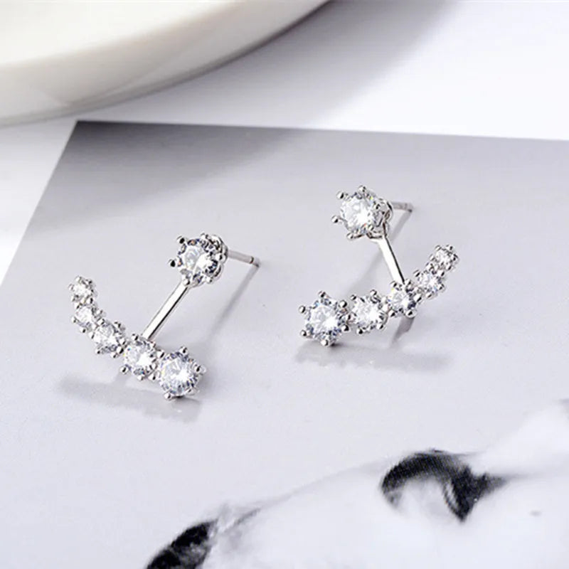 New 925 Sterling Silver Moissanite Earrings Noble for Women Exquisite Girlfriend Wedding Engagement - Visuel 5 | SAMAG