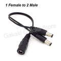5.5mm*2.1mm 1 Female to 2 Male Connector Male to Female Plug DC Power Splitter Cable CCTV LED Strip Light Power Supply Adapter