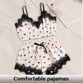 Pajama Suit Women Fashion V-Neck Stretch Satin Lace Sexy | SAMAG