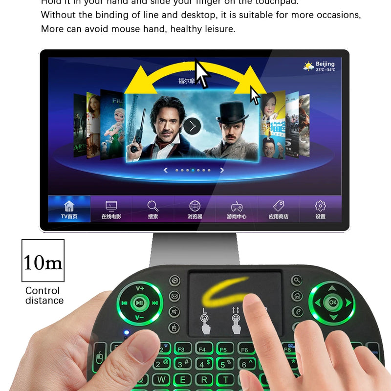 2.4G Air Mouse with Touchpad Keyboard i8 Arabic French Spanish Russian Backlit Mini Wireless Keyboard for PC Android TV Box