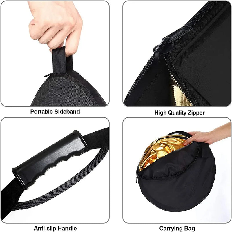 Selens 5 in 1 Collapsible Reflector Board Oval Portable Light Diffuser With Bag for Photo Studio Live Photography Kits 반사판