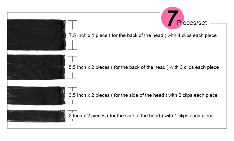 Doreen Full Head Brazilian Machine Remy Clip in Hair Extensions Human Hair 100% Real Natural Hairpiece Clips On 120G 14 To 22