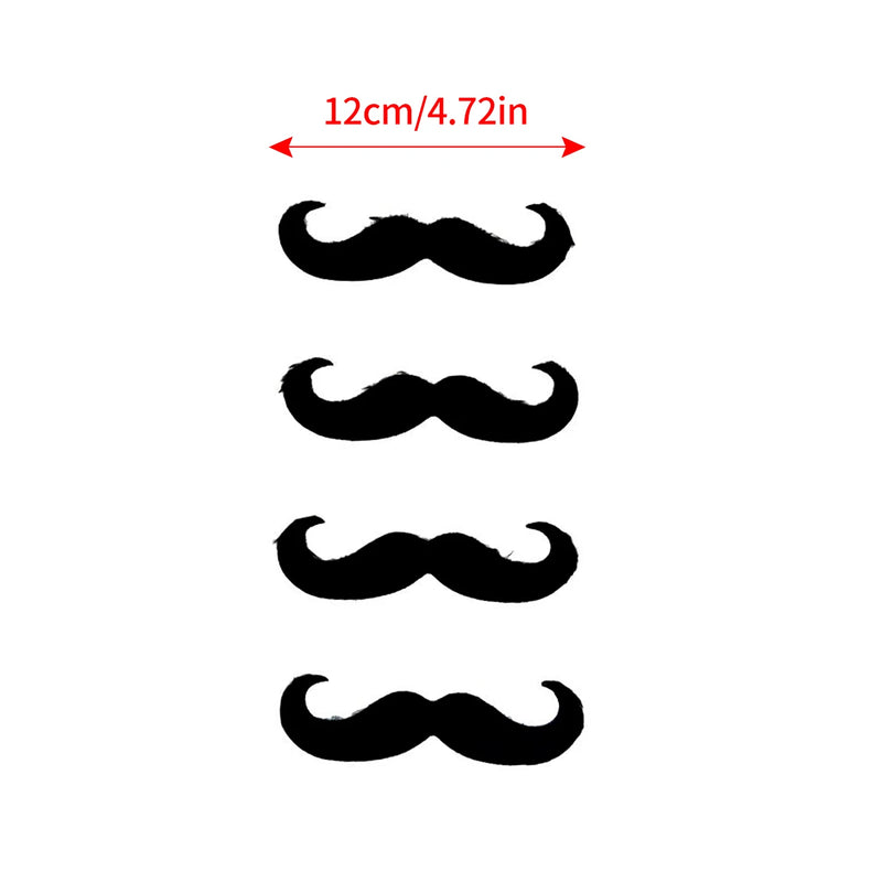 4Pcs Self-Adhesive Fake Mustache Set, Novelty False Handlebar Moustache for Halloween Cosplay, Costume Party, Masquerade, Prank