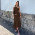 Tossy Fashion Pleated 2 Piece-Set Long Skirt For Women Off-Shoulder Cropped Pullover Top And Slim Long Skirt Sets Female Outfits
