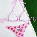 /a set Hello Kitty Strawberry Cute Cartoon Gir Bikini | SAMAG