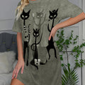 Little Cat in a Crown' Printed Long T-Shirt Short-Sleeved | SAMAG