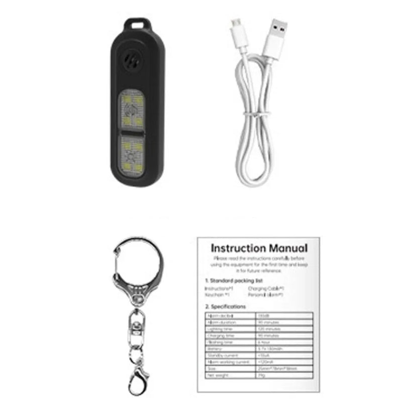 Self Defense Alarm 130dB Personal Alarm Keychain USB Rechargeable For Personal Alarms For Women Alarm Travel For Night Running