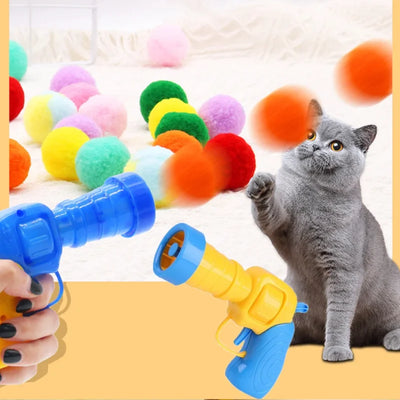 10 - Cat Plush Ball Shooting Gun Funny Toys Interactive | SAMAG