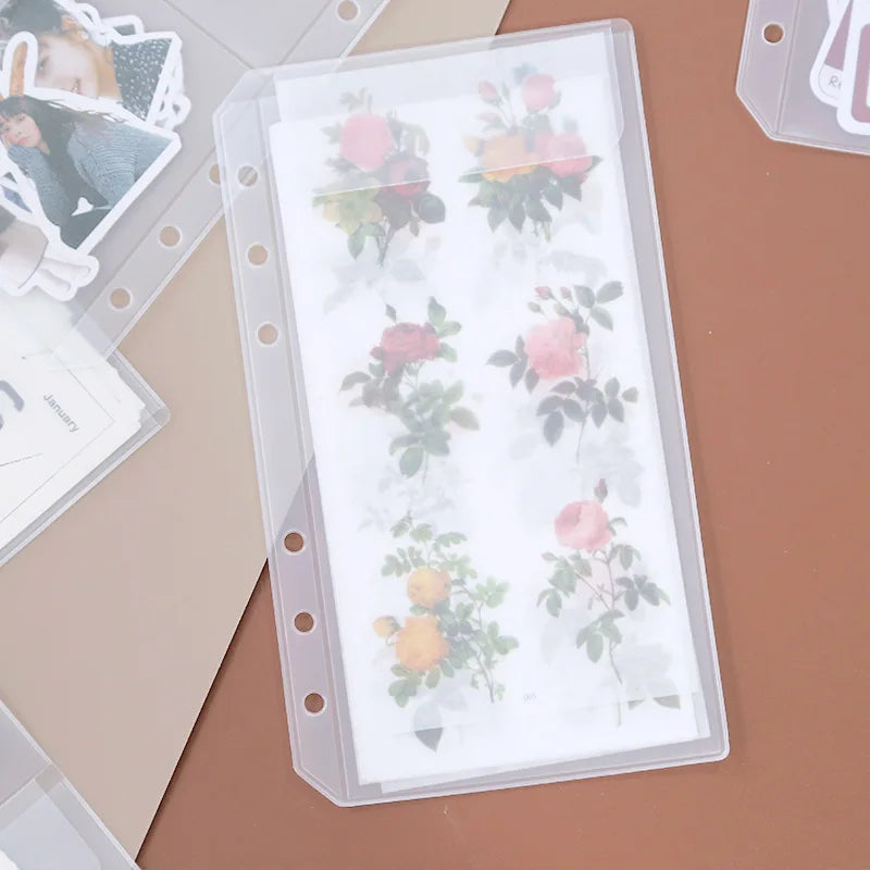 A5A6  5Pcs Binder Zipper Folders For 6-Ring Notebook Binder Transparent Loose Leaf Document Filing Bags