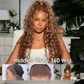 360 Full Lace Wig Human Hair Pre Plucked HD Invisible Drawstring Brazilian Skinlike Pre Cut Transparent Lace Highlight Deep Wave Frontal Wig For Women