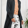 Spring and Autumn Quick Dry Digital Printed Casual Comfortable Shower Robe Sleepwear, Men's Trendy Long Nightgown