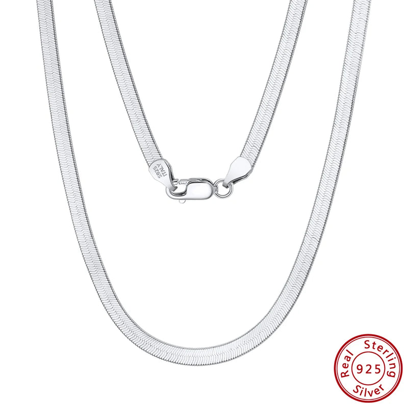 ORSA JEWELS 925 Sterling Silver 3mm Gold Flexible Flat Chain Herringbone Snake Chain Necklace for Women Neck Chain Jewelry SC35