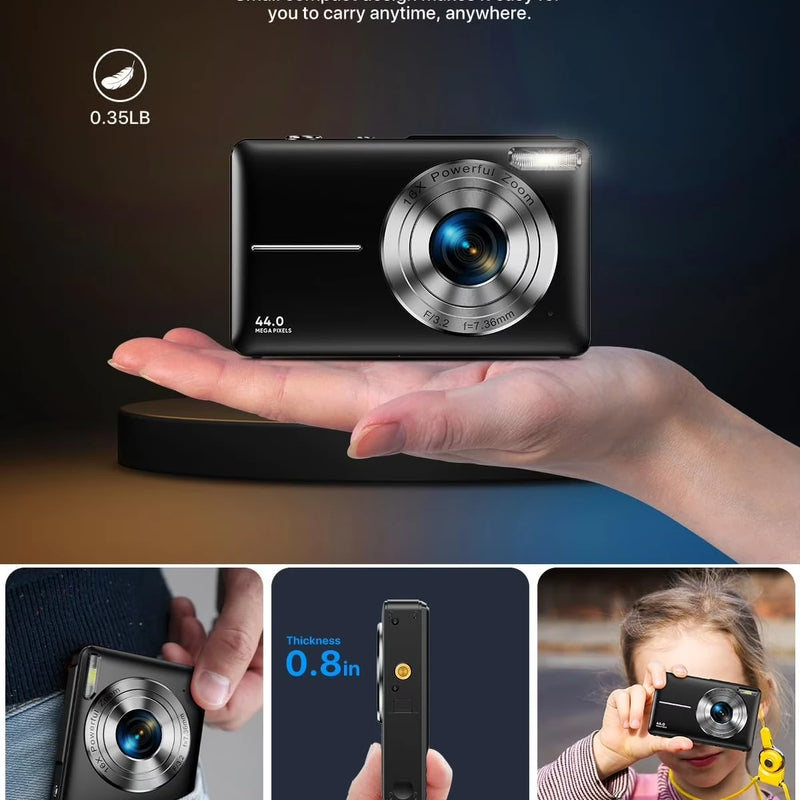 Digital Camera FHD 1080P Digital Camera for Kids Video Camera with 32GB Card 16X Digital Zoom Compact Point and Shoot Camera