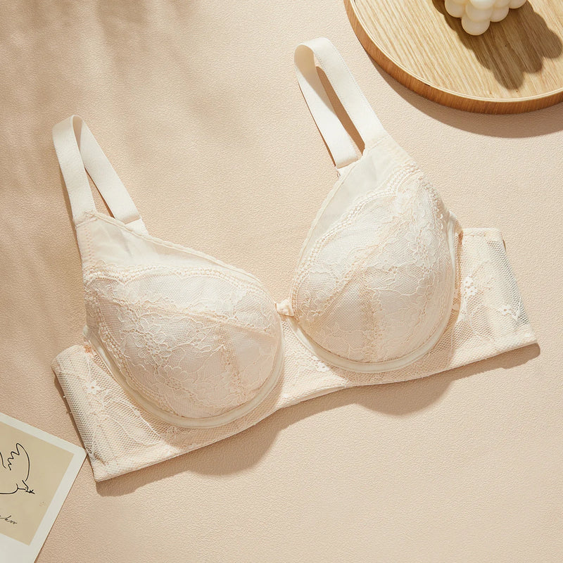 B-K Cup Large Size Bra for Women Elegant Sexy Thin Top Up Push-up Bra Slimming Lace Summer Breathable Bra Women's Underwear