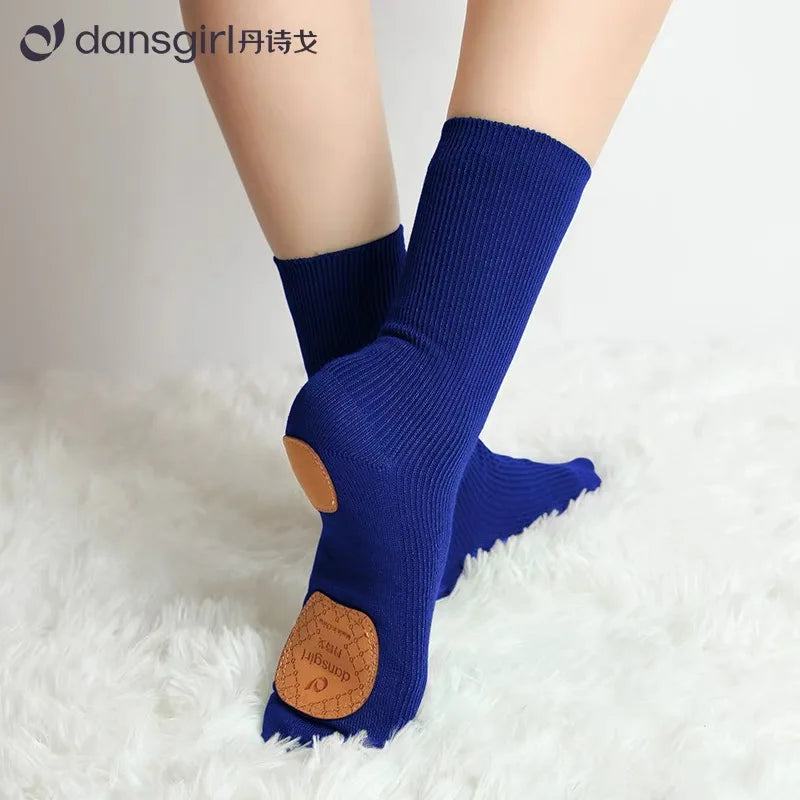 Professional Dance Socks Cotton Mid-tube Bottom Modern Dance Sock Non-slip Silicone Indoor Fitness Socks Floor Socks Dance Sport