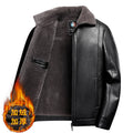Add Fleece and Thickening Winter Dad Leather Jacket for Middle-aged Grandpa Fur Collar Middle-aged Men's Coat for Warmth