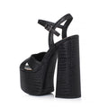 Arden Furtado Women's Summer Embossed Cowhide Platform Shoes Round Toe Super High Heel Sandals Large Size Commuter Footwear