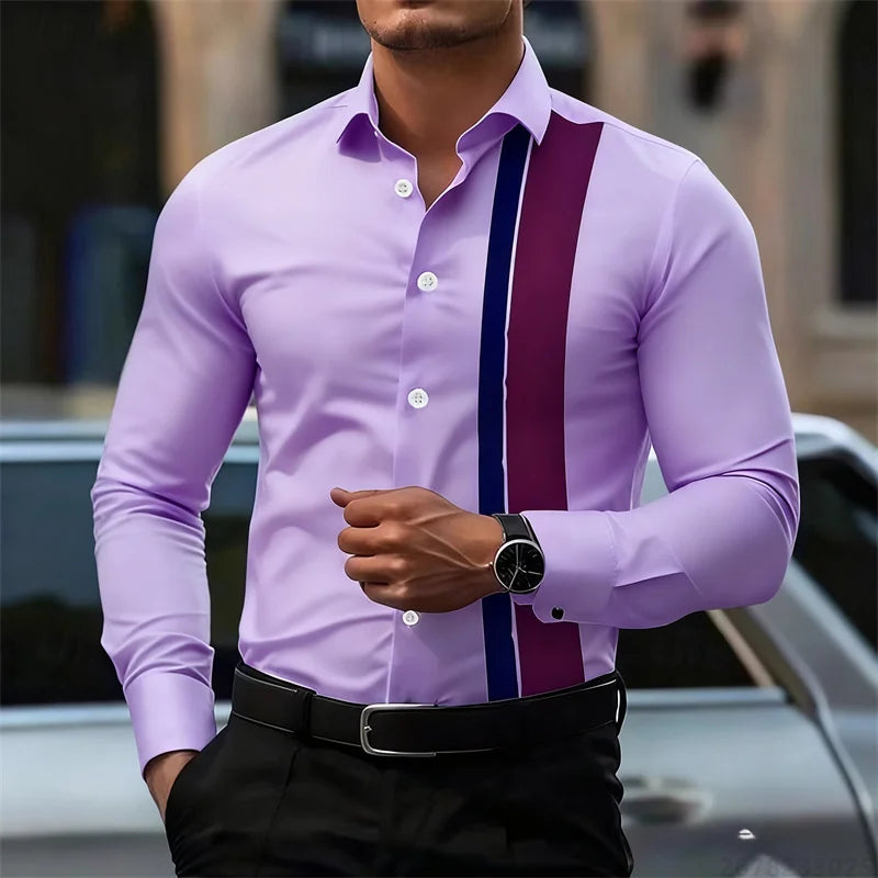 Men's fashionable contrast color striped long sleeve | SAMAG