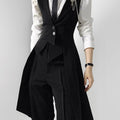 Black Suit Jacket Long Waist-Cinching Men's Vest Youthful Style V-Neck Single-Button Closure Pure Color Trendy Autumn Wear