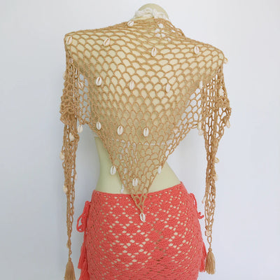 Women Triangle Shawl With Seashell Sexy Bikini Cover Up | SAMAG