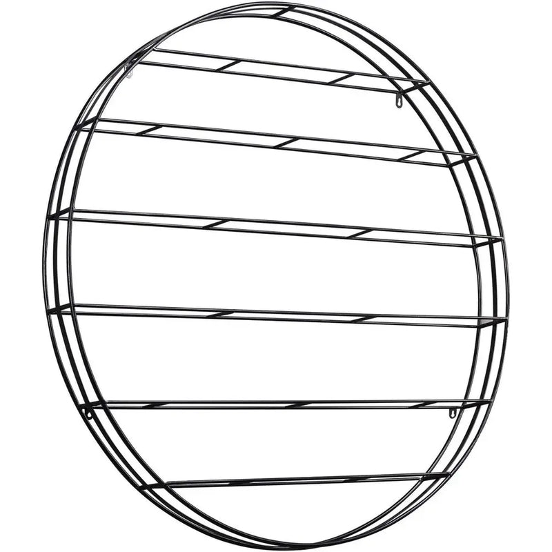 12 - Bottle Modern Black Metal Round Wall Mounted Wine Rack - 6 - Tier Horizontal Storage Shelf for Kitchen - View 5 | SAMAG
