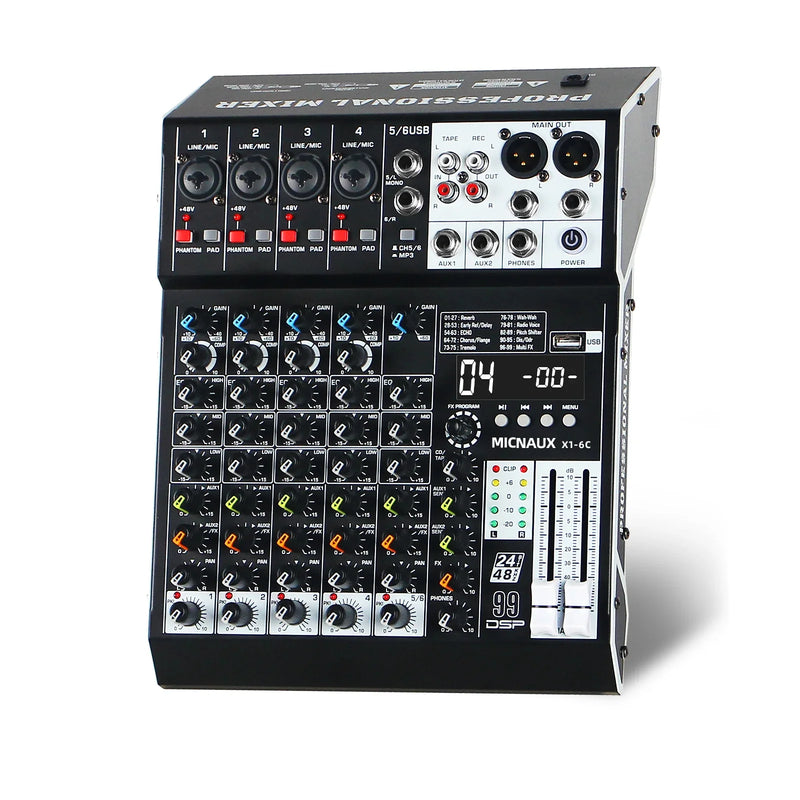 4/6/8/10-Channel Professional Audio Mixer Console With 99 DSP Effects Mixing Board Dj Mixer Compatible For MP3/USB/Flash Reader