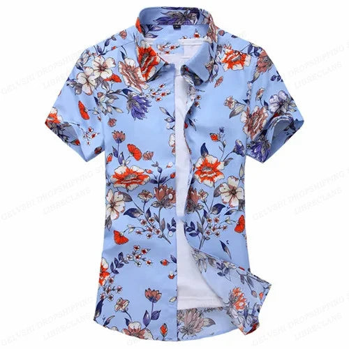 Summer Floral Hawaiian Shirts Men Fashion Short Sleeve | SAMAG