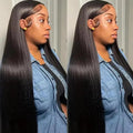 Brazilian Virgin Long Straight Human Hair Bundles 40‑42 Inch Double Weft 1/3/4 Bundles Human Hair Weave Extensions