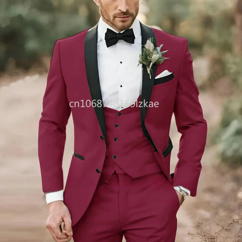 Elegant Light Green Formal Wedding Men Suit Groom Tuxedo Prom Slim Fit Blazer Hombre High Quality Custom 3 Piece Costume Homme