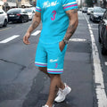 Men's summer new casual breathable short sleeved T - shirt set sports two - piece | SAMAG