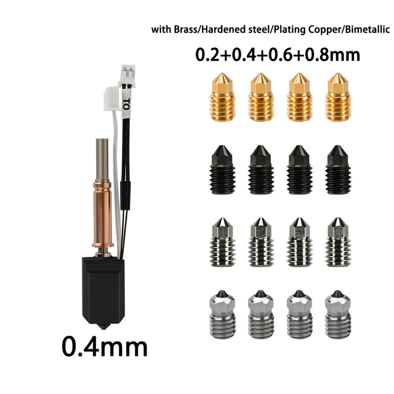 For Anycubic Kobra 3 V2/Kobra 3 V2 Combo Hotend Kit New Upgrade Hotend Ceramic Hotend 3D Printer Brass Hardened Steel Nozzle