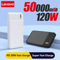 Lenovo 120w 50000mah Power Bank 12w Portable Fast Charger External Battery Powerbank High Capacity Powerbank For Iphone Samsung