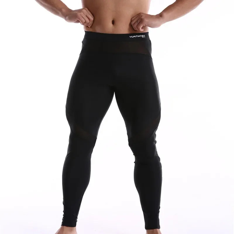 Men's Nylon Thermal Underwear Long John Skinny Mens Thermal Underwear  Solid Underpants Leggings Tights Male Leggings Pants