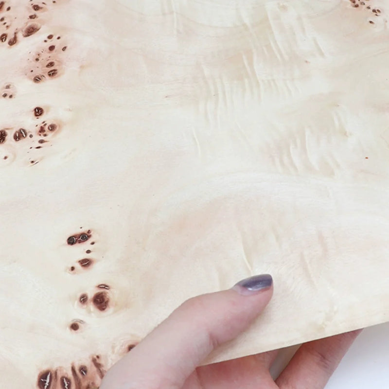 Length:1.6meters Width:230mm T:0.25mm Naturally White Poplar Tumor Wood Veneer Sheets Guitar Skateboard Backpack Decoration