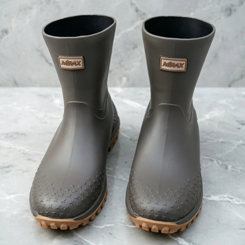 Men's Workwear Style Anti-Slip Waterproof Rubber Boots High-Quality Flat Bottomed for Outdoor Work Commuting Fishing Kitchen Rai