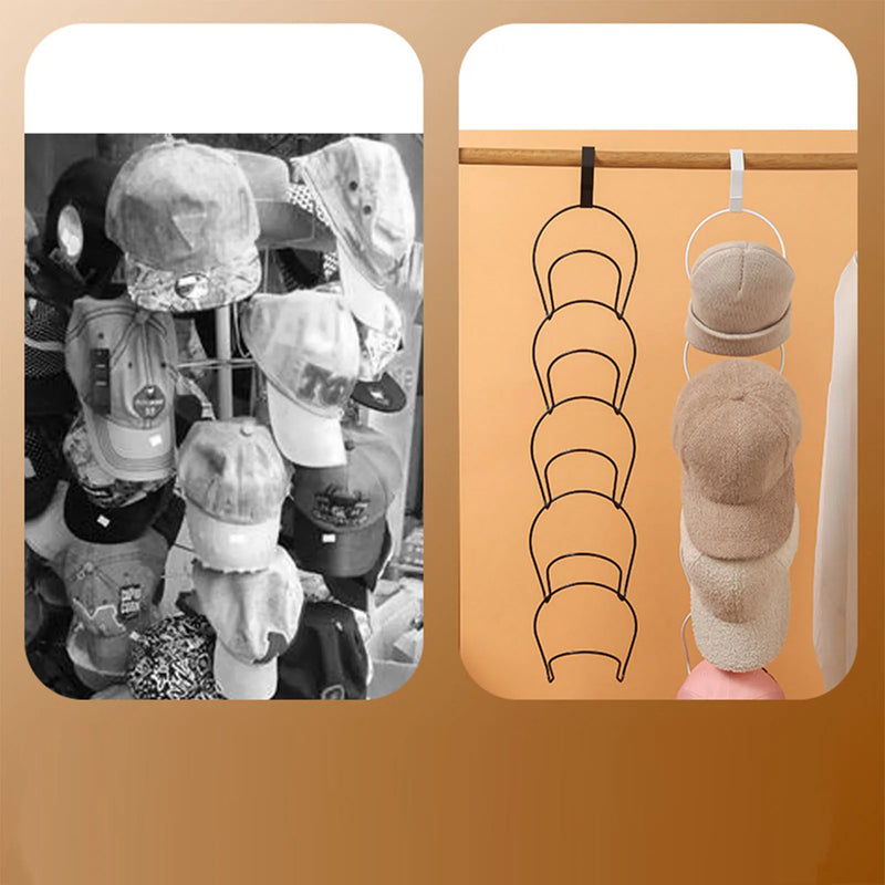 5Pcs Hat Rack Iron Punching Free Multi Layer Multifunctional Space Saving Hat Hanger Holder