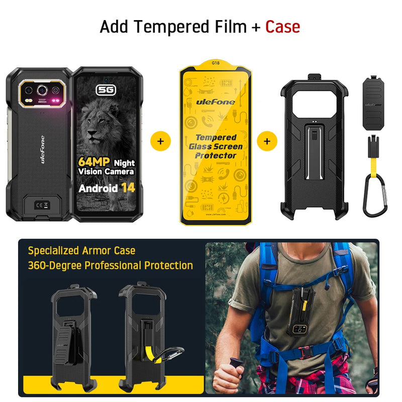Ulefone Armor 27 Pro 5G Rugged Phone 10600mAh Smartphone Android 14 50MP+64MP Night Vision Camera Up to 24GB+256GB NFC
