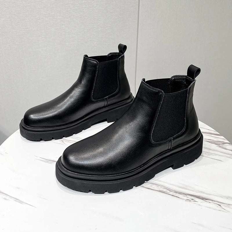 2022 Autumn New Chelsea Boots for Men Black Boots Platform Shoes Fashion Ankle Boots Winter Slip on Men Shoes New Botines Mujer