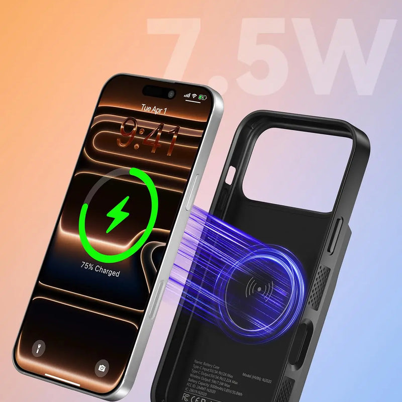 NEWDERY 9300mAh Battery Case for iPhone 17 Pro Max 17Pro 17 Air Wireless Charging Case Battery Pack Portable Power Bank Cover