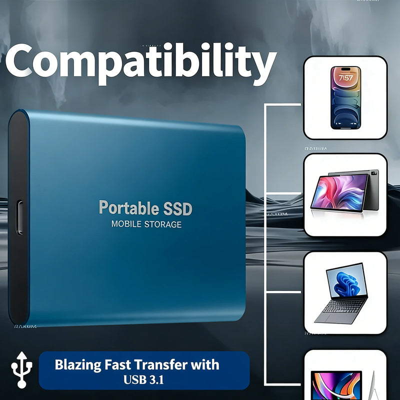 Large Capacity External Hard Drive Portable Hard Disk Ultra Slim Design Storage Device for Daily Use