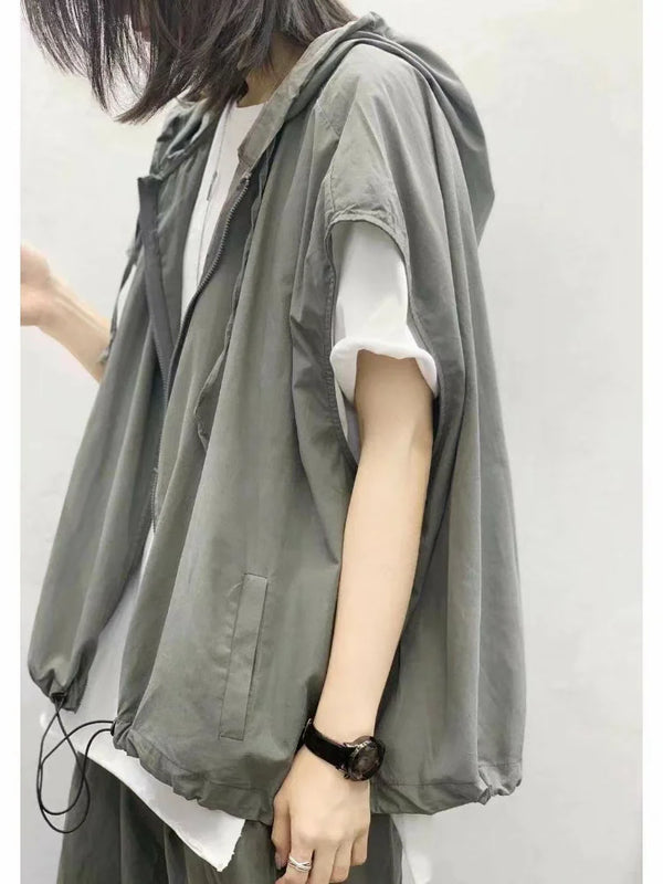 Men's Summer New Loose Thin Fashionable Vest Design Sense Top Hoodie Trendy Outerwear Casual Youthful Style Daily Wear