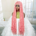Pink Soft Faux Braids Wig for Black Women 36 Inches Synthetic Knotless Box Braided Wigs with Baby Hair Full Lace Dreadlock Wig