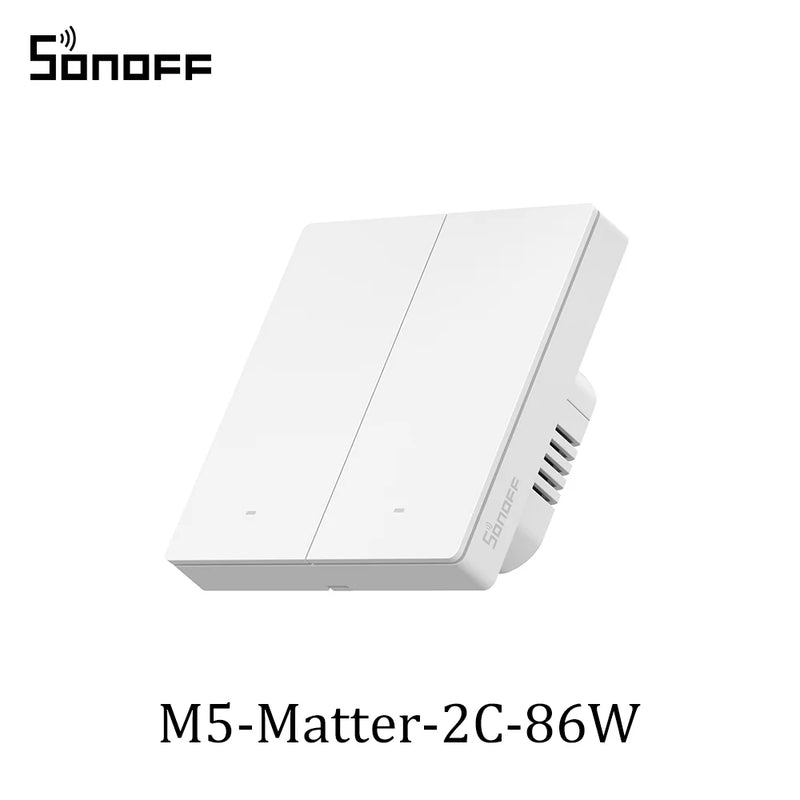 SONOFF M5 Matter Smart Wall Switch 80/86 Type Push Button Switch 1/2/3 Gang Switch Frame Work with Alexa Google Apple Home Alice