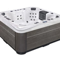 Luxury 7-seat Portable Freestanding Rectangular Acrylic Hot Tub with 70 Nozzles, LED Lighting, and Spa Massage Function.
