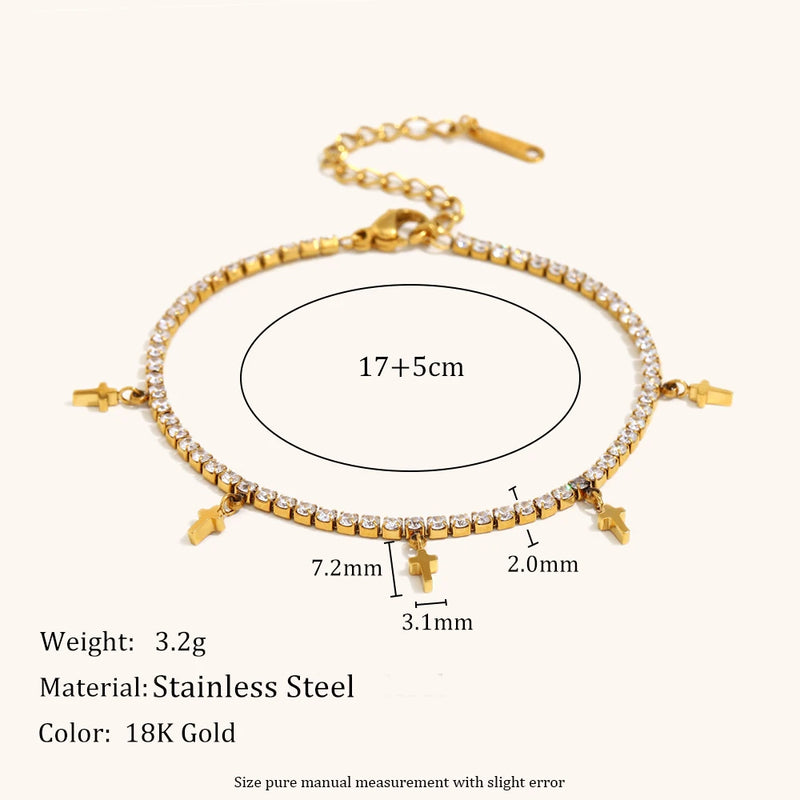 La.Muses Elastic Cubic Zirconia Stainless Steel Woman's Bracelet Fashion Luxurious Jewelry Party Accessories